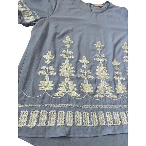 Gibson Latimier Crepe Pastel Purple Embroidered & Beaded Blouse Size‎ Large - Picture 4 of 10